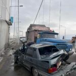 Дорожно-транспортное происшествие на подвесном мосту: столкнулись 3 автомобиля